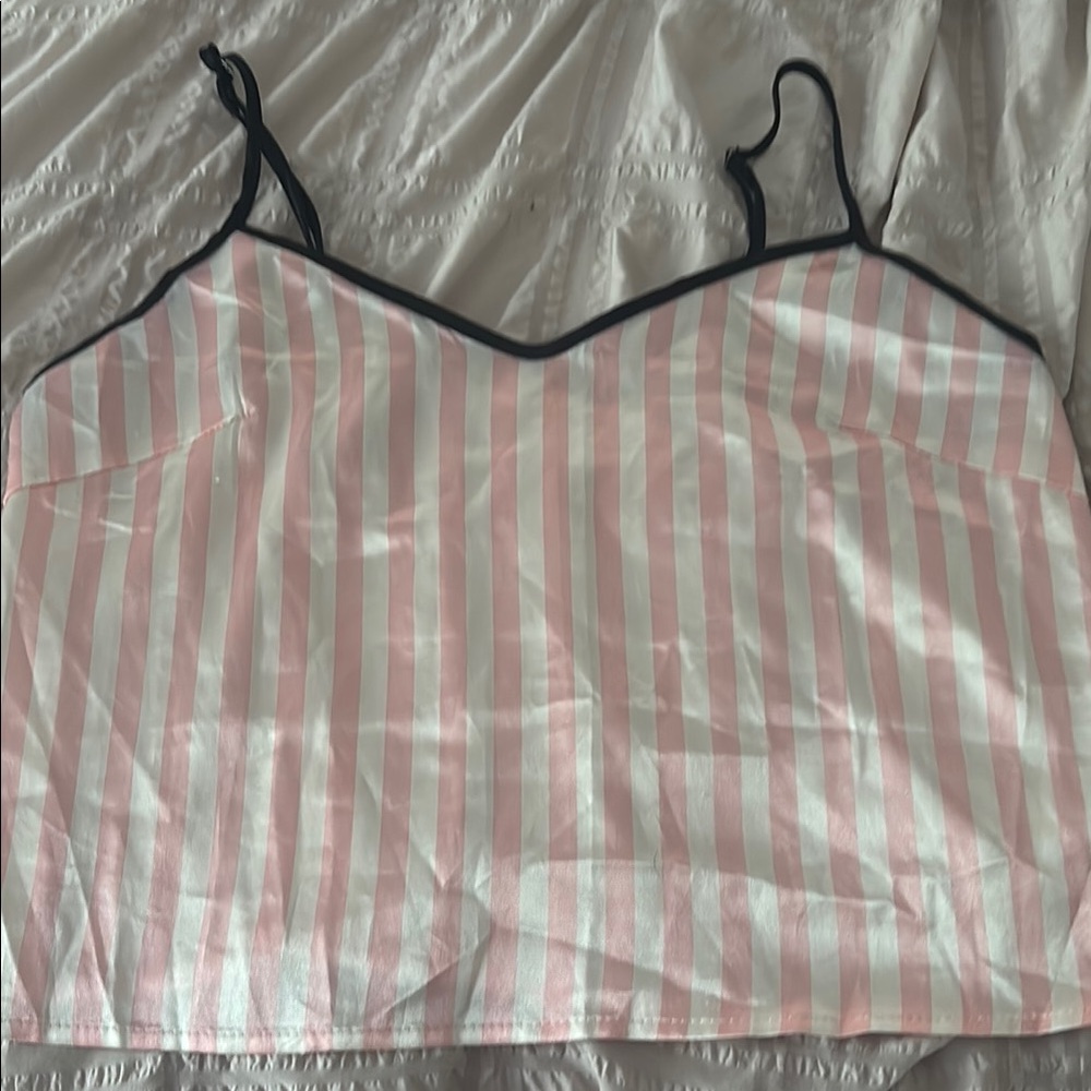 SHEIN Pink and White Striped Pajama Top